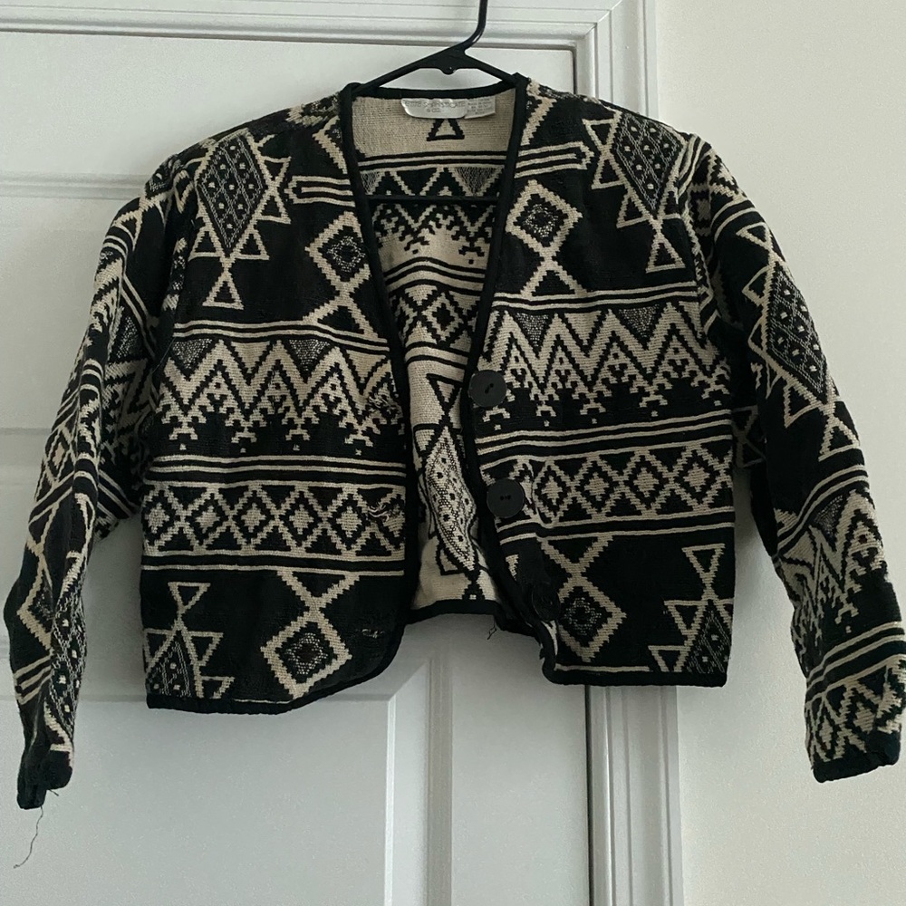 Women’s Tan & Black Patterned Jacket/Sweater